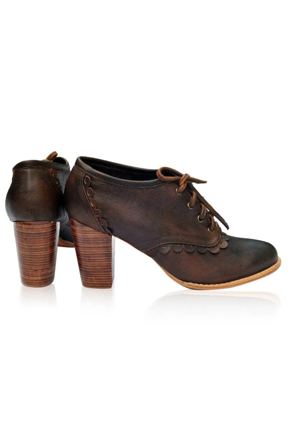 Lace Oxford Leather Heels - Image 7