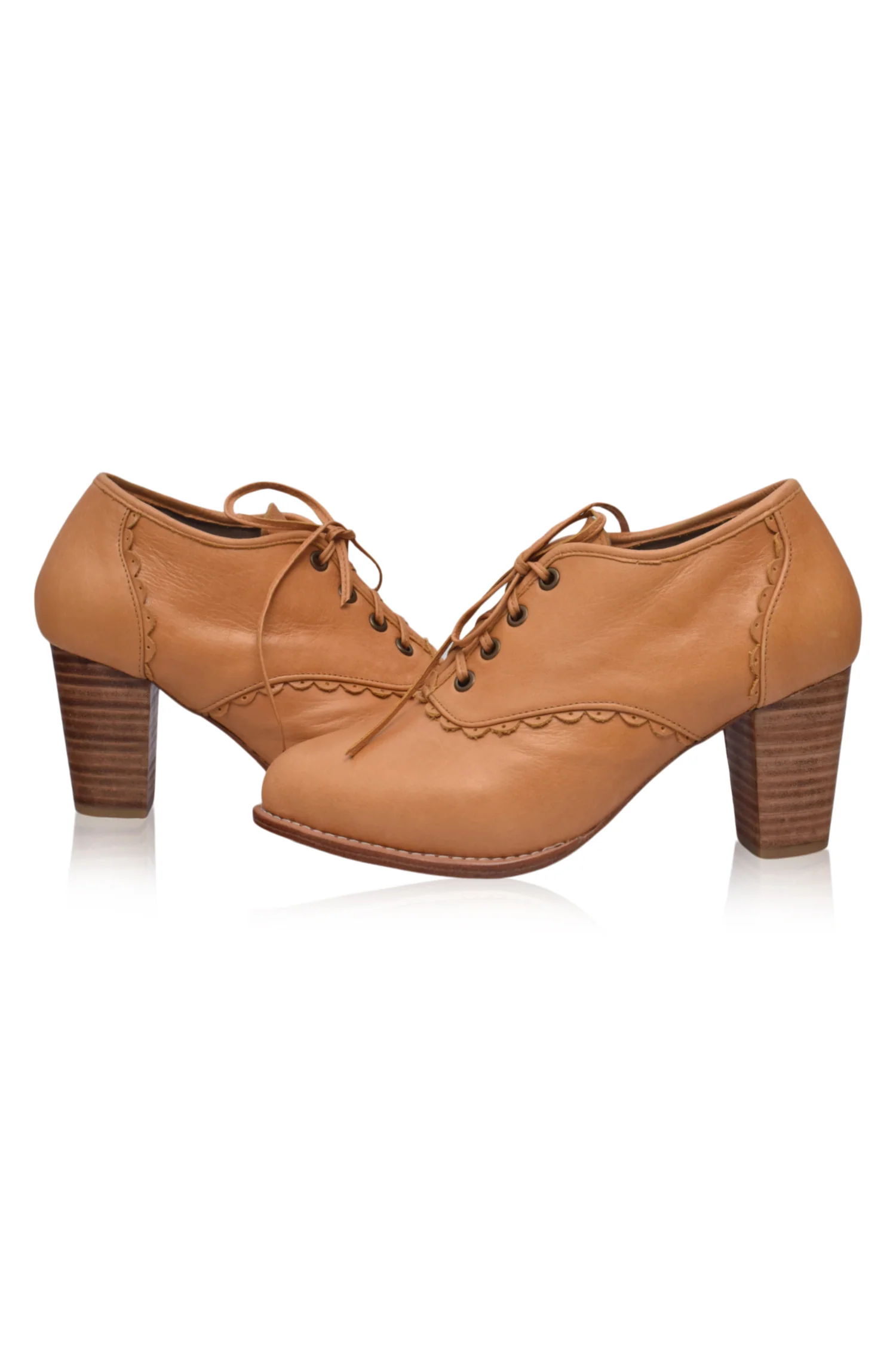 Lace Oxford Leather Heels - Image 3