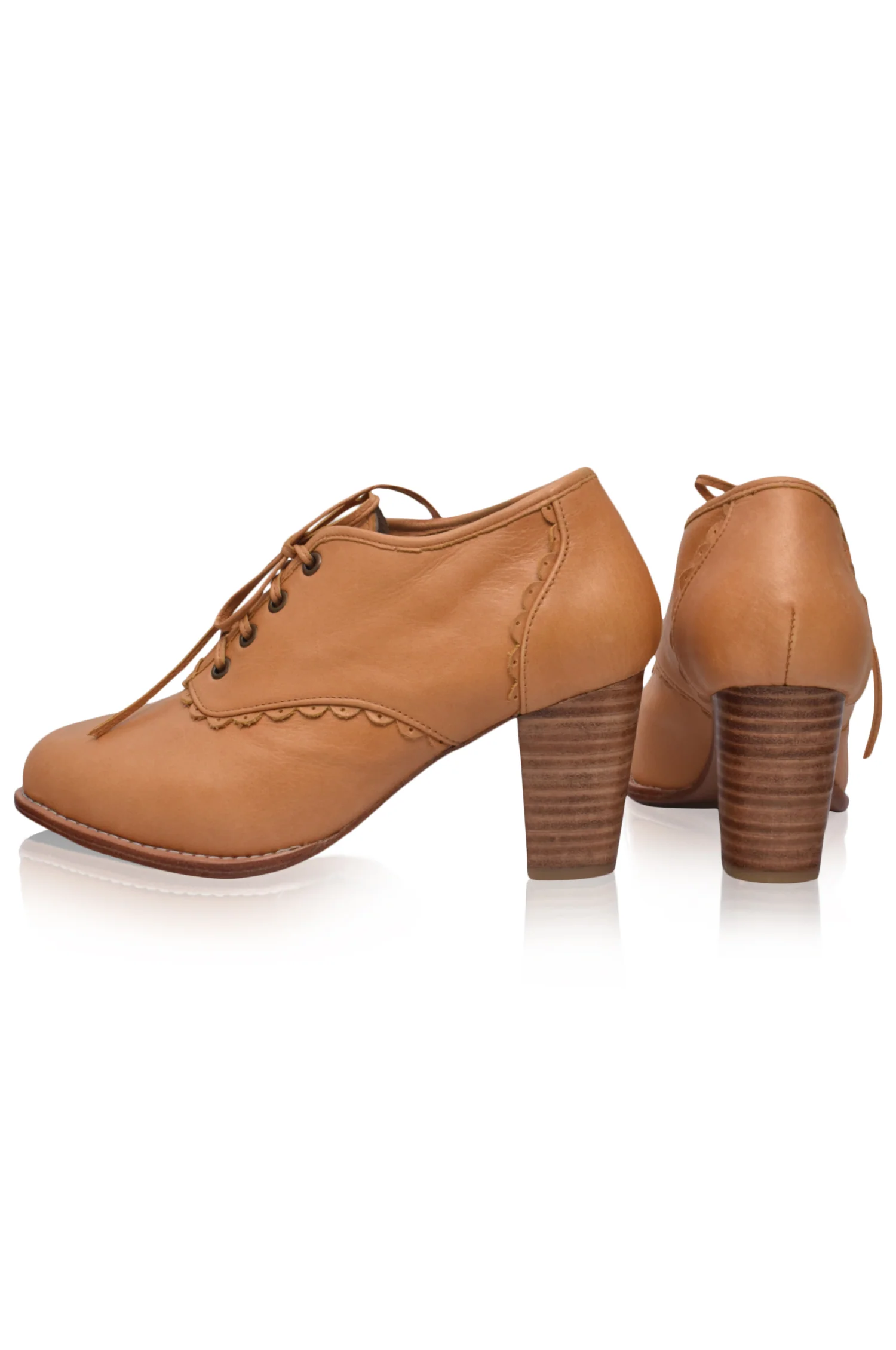 Lace Oxford Leather Heels - Image 5