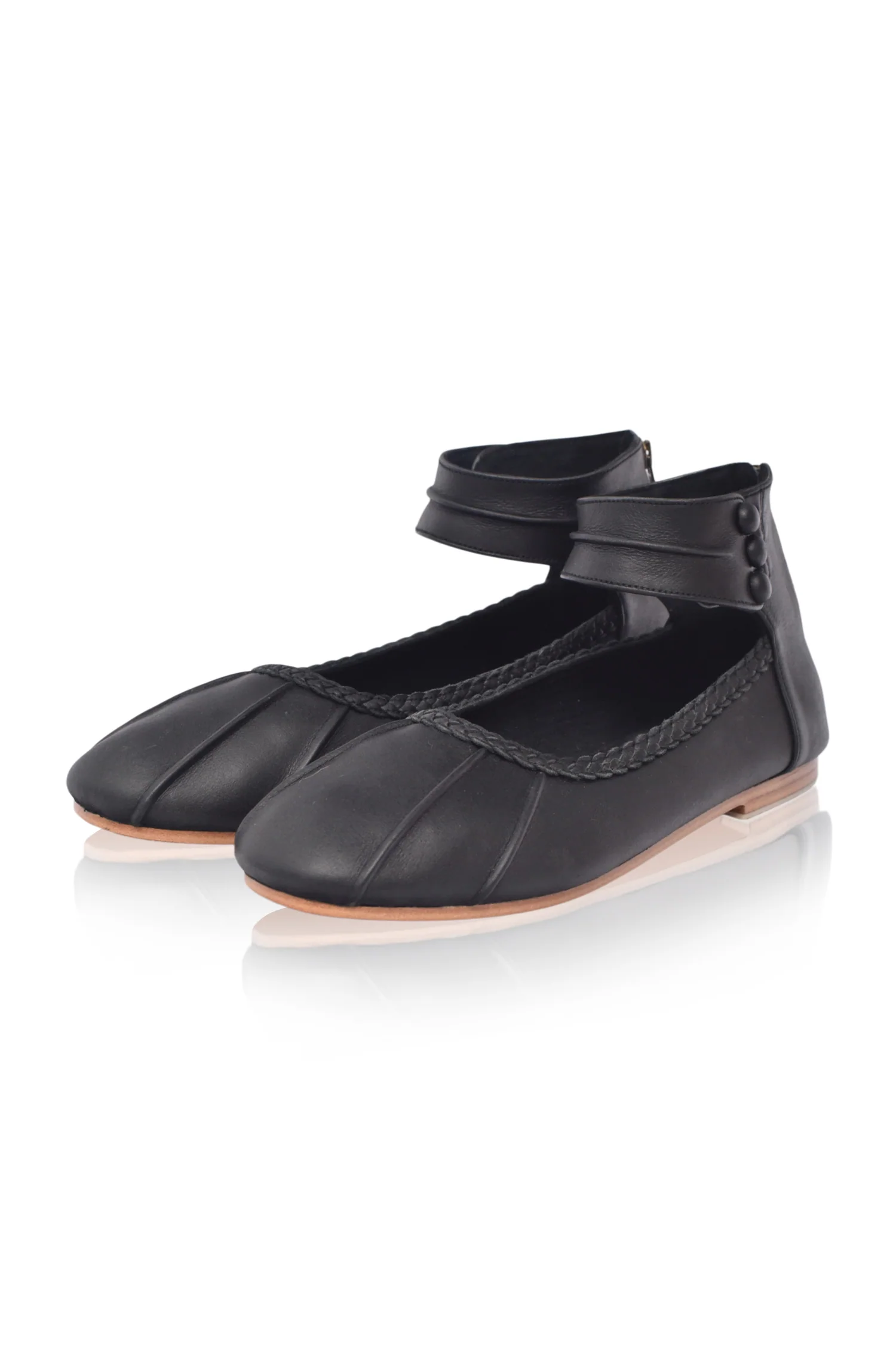 Muse Ankle Strap Leather Ballet Flats - Image 3