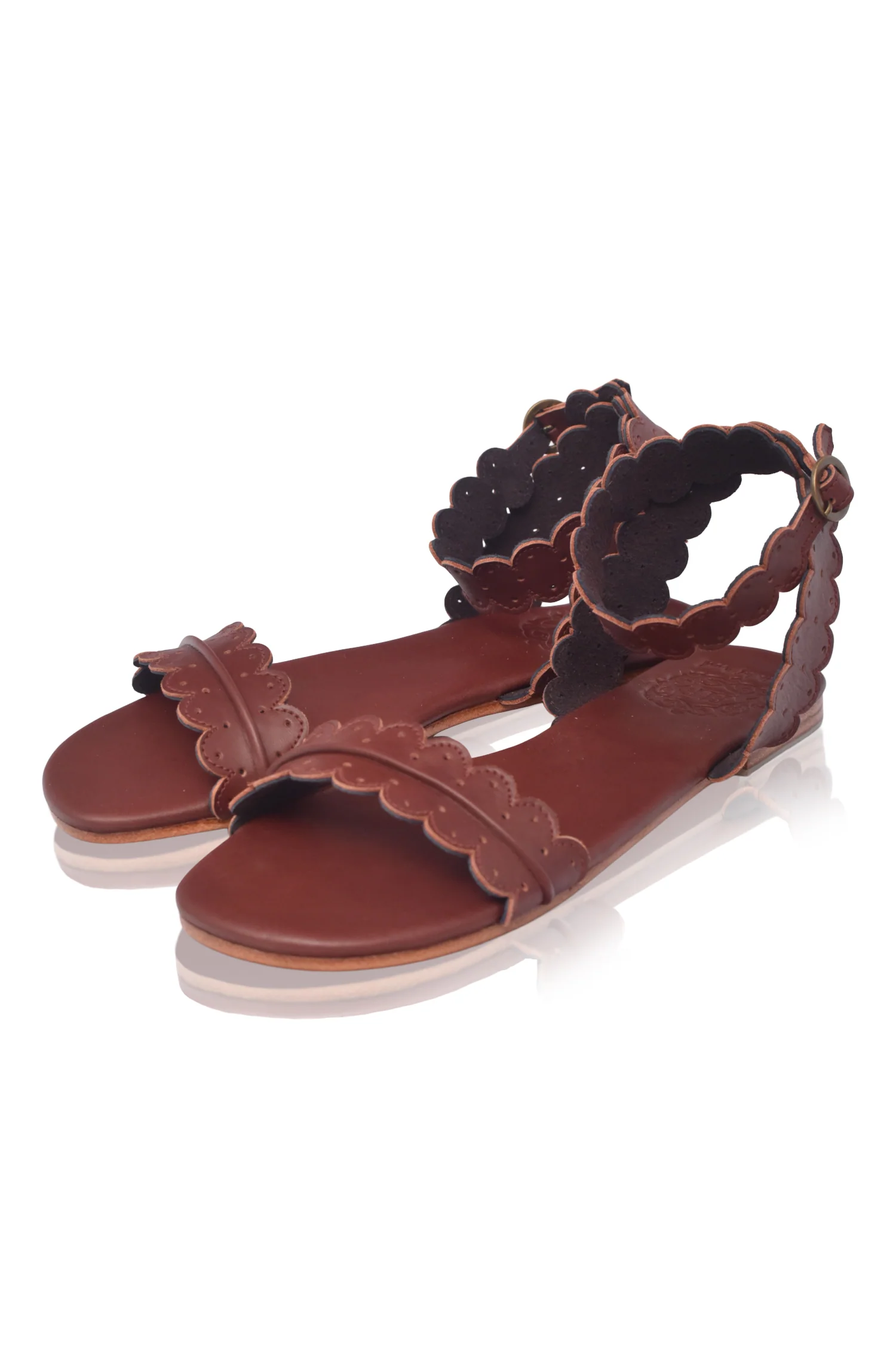 Nirvana Scalloped Wrap Leather Sandals - Image 3
