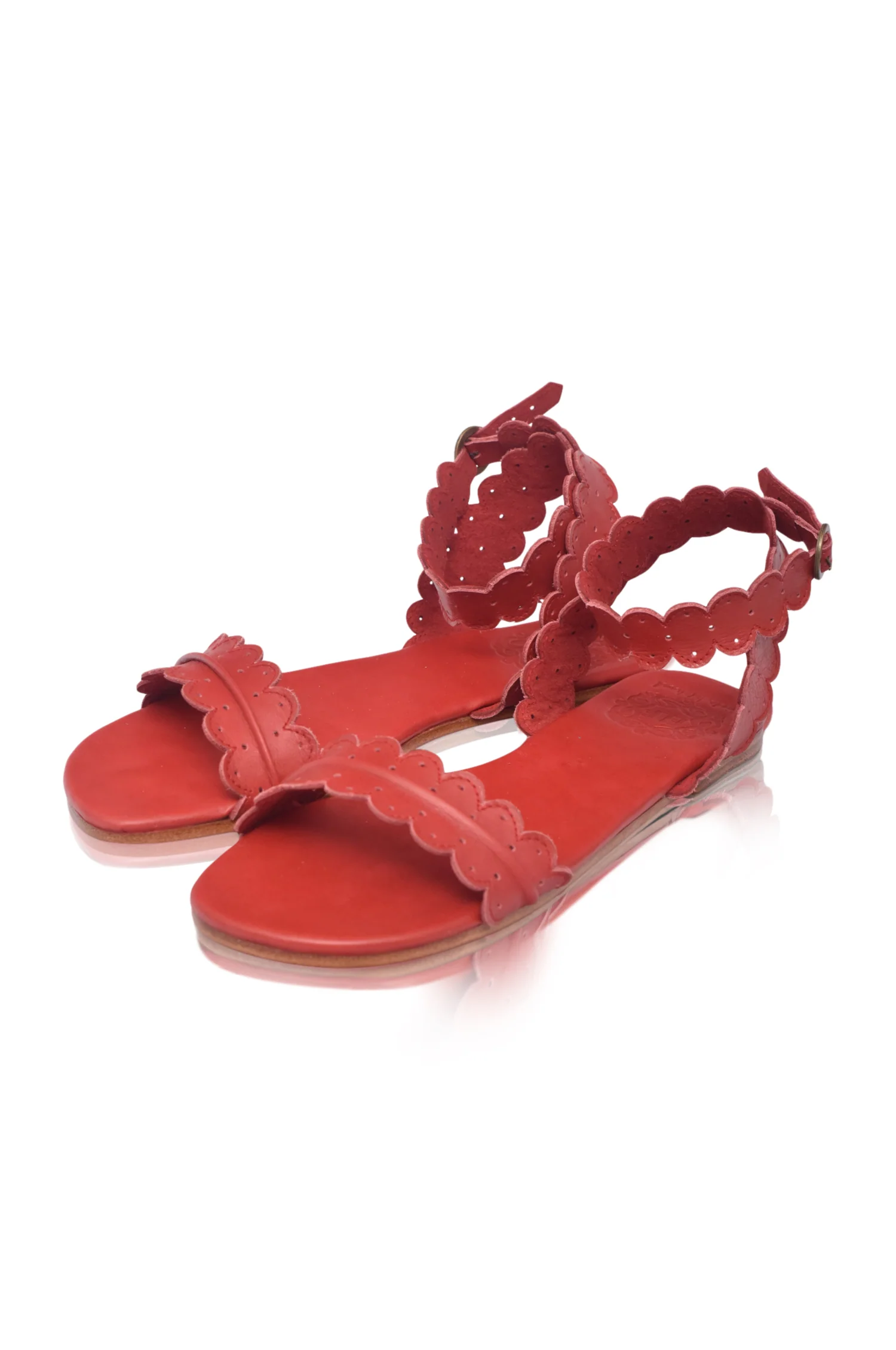 Nirvana Scalloped Wrap Leather Sandals - Image 3