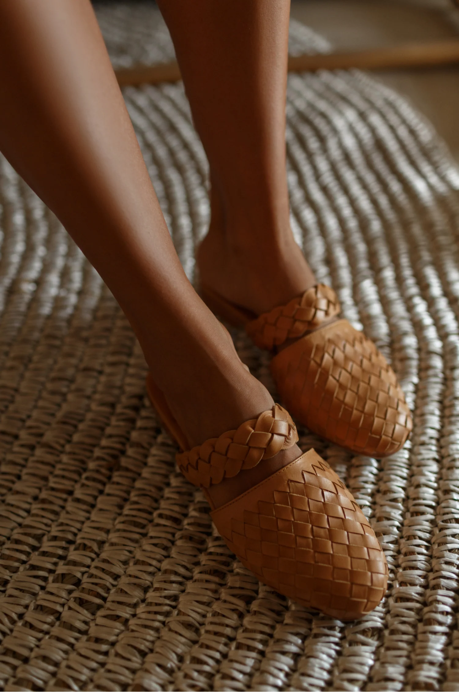 Sea Escape Woven Leather Slide Sandals - Image 11