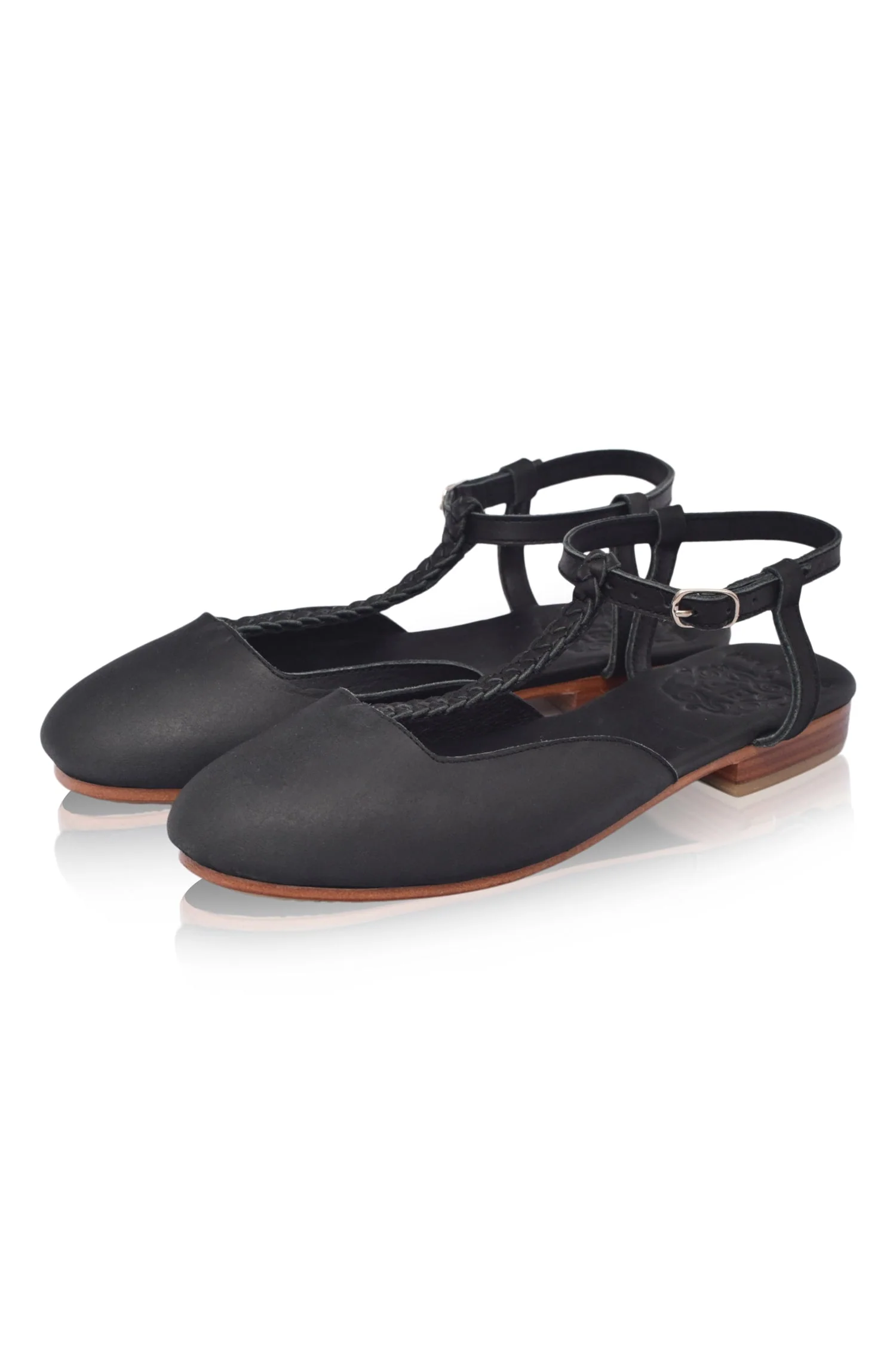 Tresser Braided T-Strap Leather Flats - Image 4