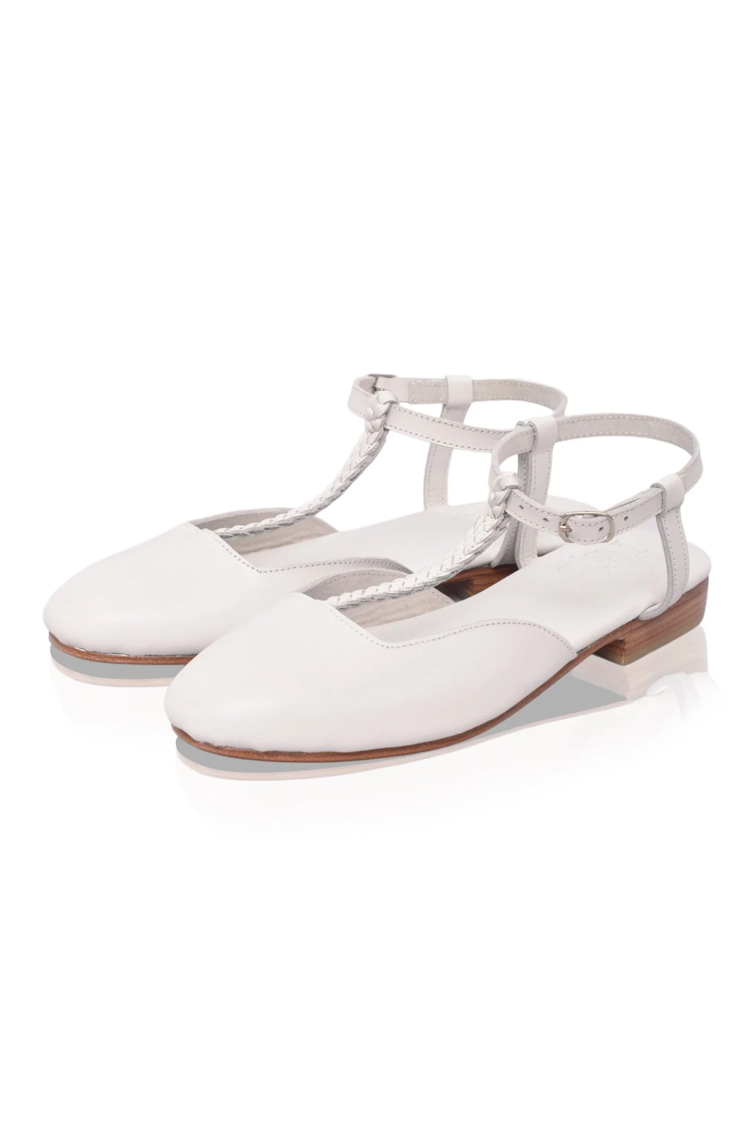 Tresser Braided T-Strap Leather Flats - Image 8