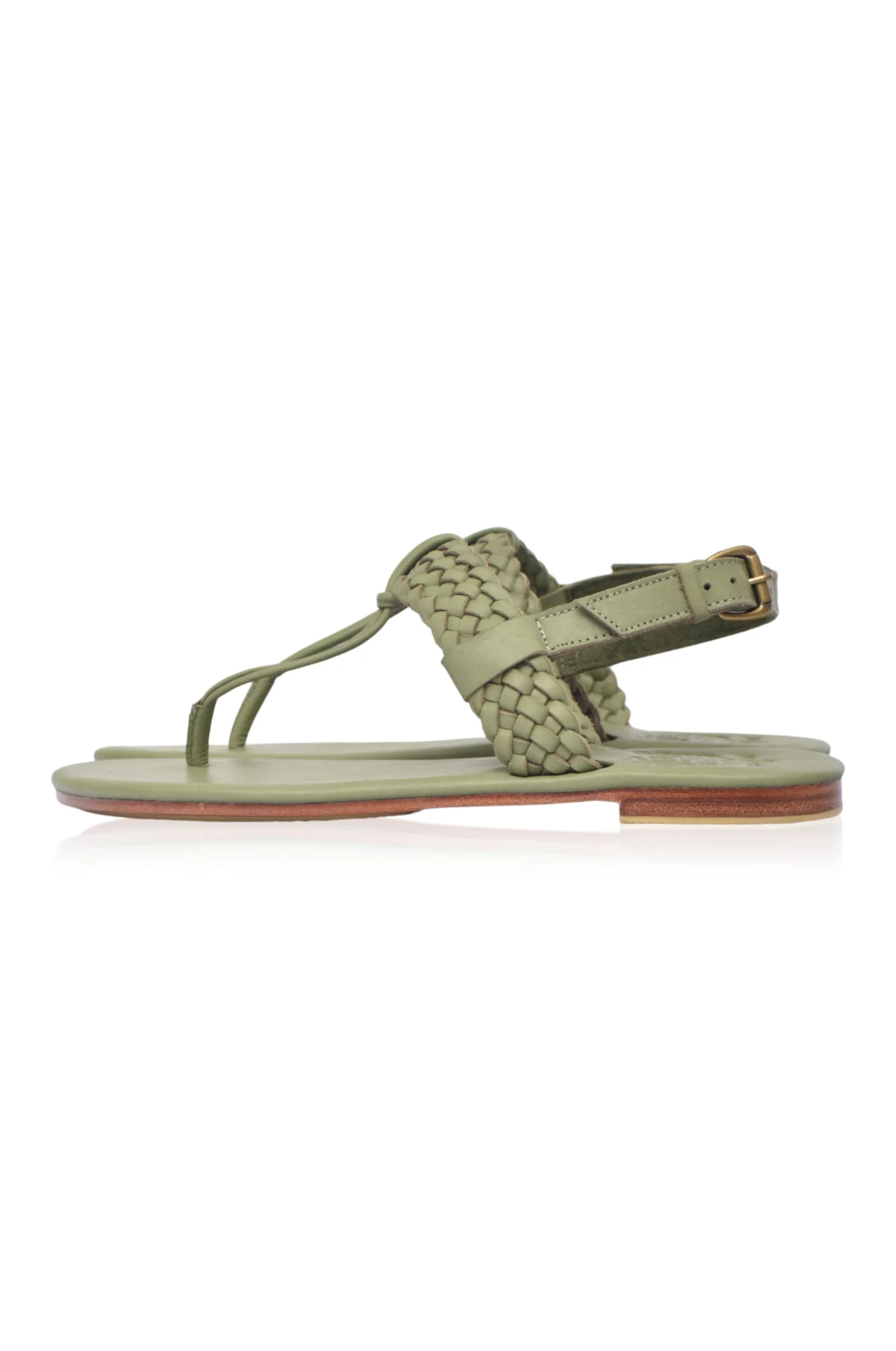 Venetian Braided T-Strap Leather Sandals - Image 5