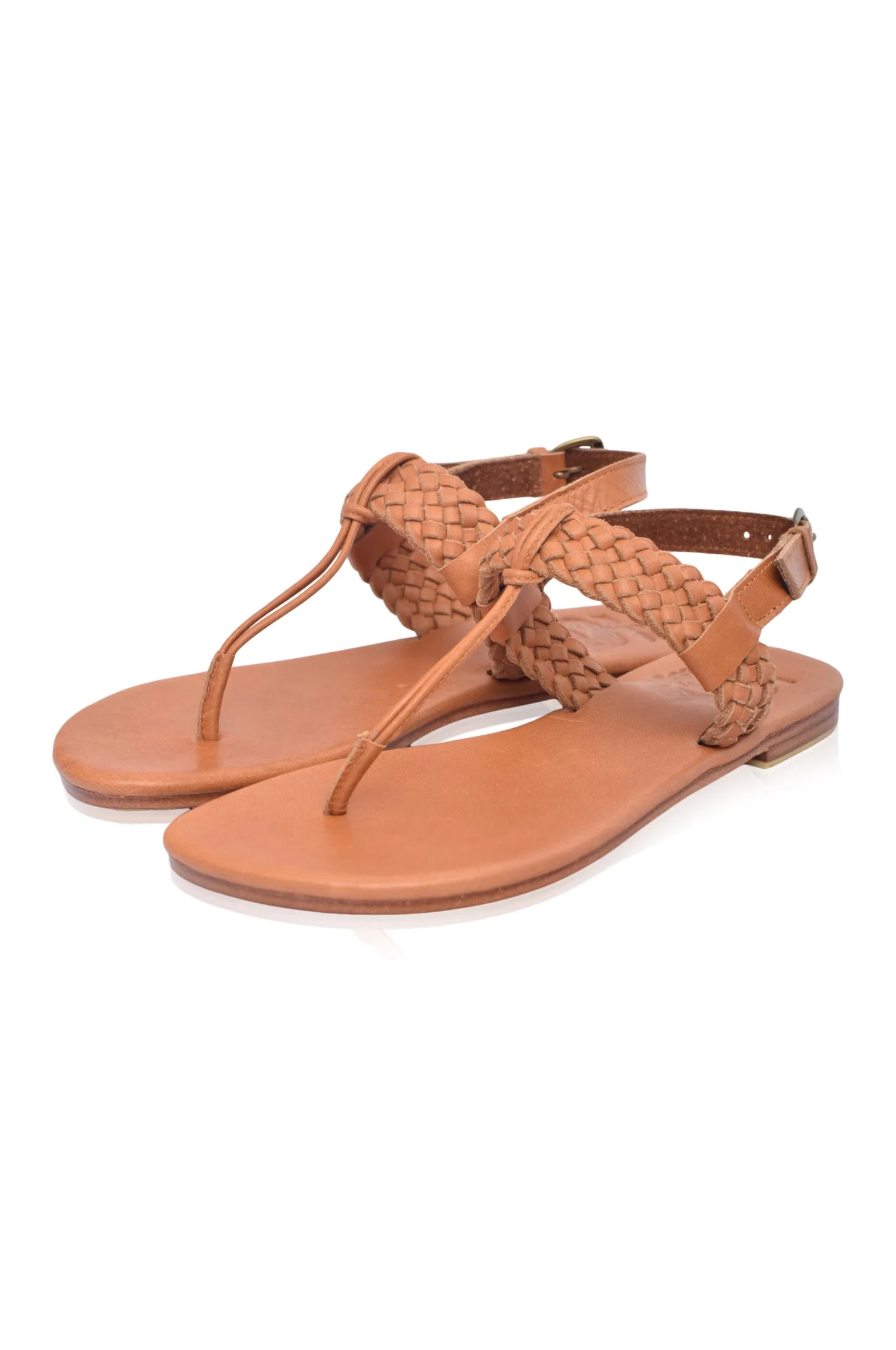 Venetian Braided T-Strap Leather Sandals - Image 6