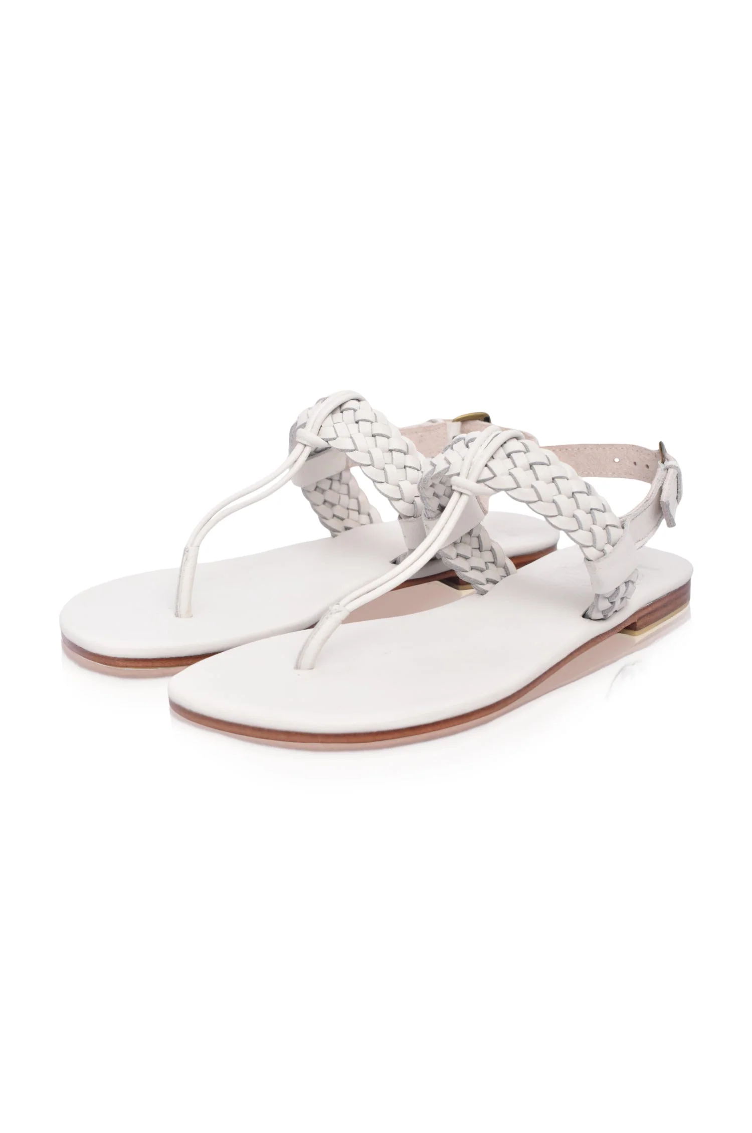 Venetian Braided T-Strap Leather Sandals - Image 7